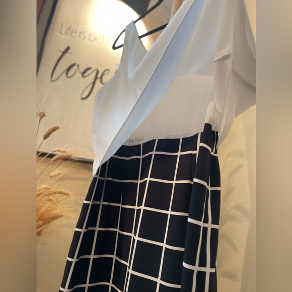Black and White Mng Collection Lined Checkered Dress - Picture 7 of 13